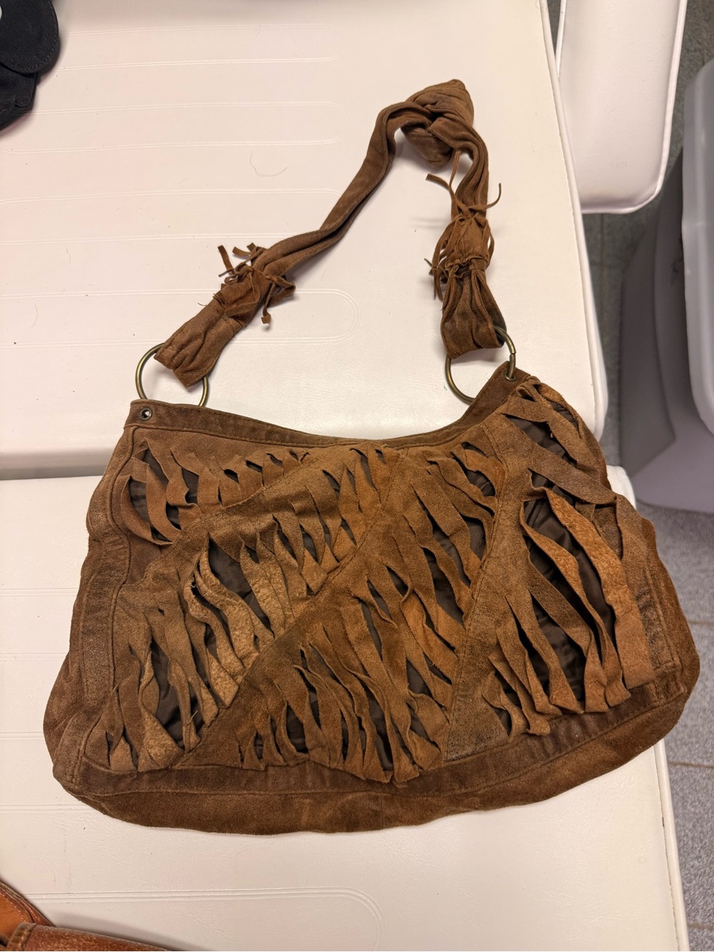 Brown Suede Fringe Shoulder Bag - Stylish Women’s Tote